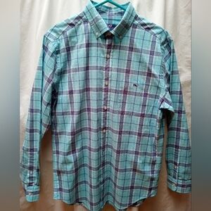 Vineyard Vines Men's Plaid Shirt - Teal and Blue